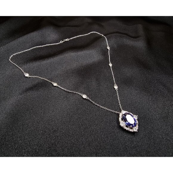 Rare Find Tanzanite FZN Signed 925 Sterling Silver Necklace - Picture 3 of 6